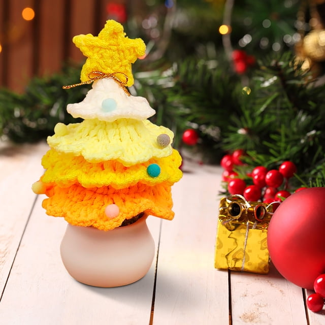 Crochet Christmas Tree Yarn Potted Ornament Small Gift