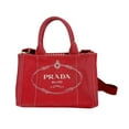 thumbnail image 2 of Pre-Owned PRADA Tote Bag 2way Mini Canapa Canvas BN2439 Red (Good), 2 of 15