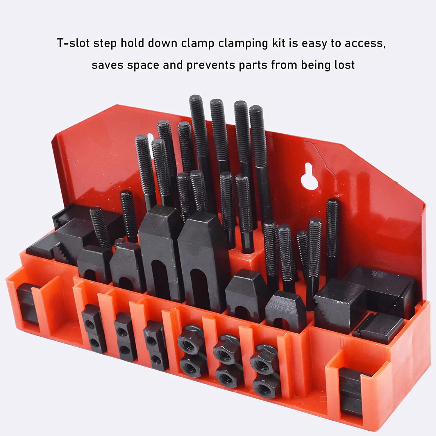 waltyotur 58pc T-slot Clamping Kit Sets of Fixtures, Pro-Series 7/16 T-Slot Step Hold Down Clamp Clamping Kit 3/8-16 Stud Clamping Kit Mill Machinist Set