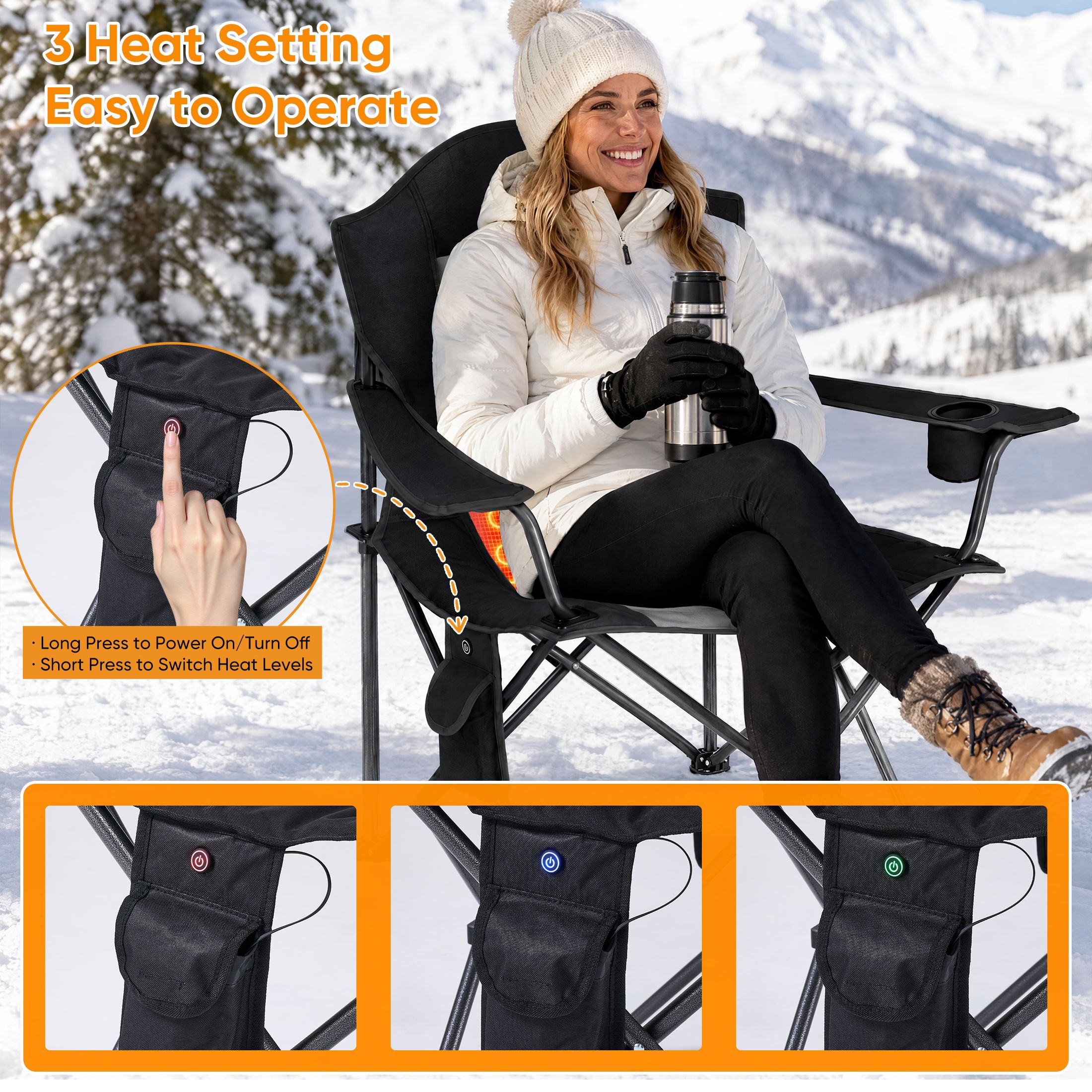EDX Oversized Heated Camping Chair with Dual Zone Heating photo 7