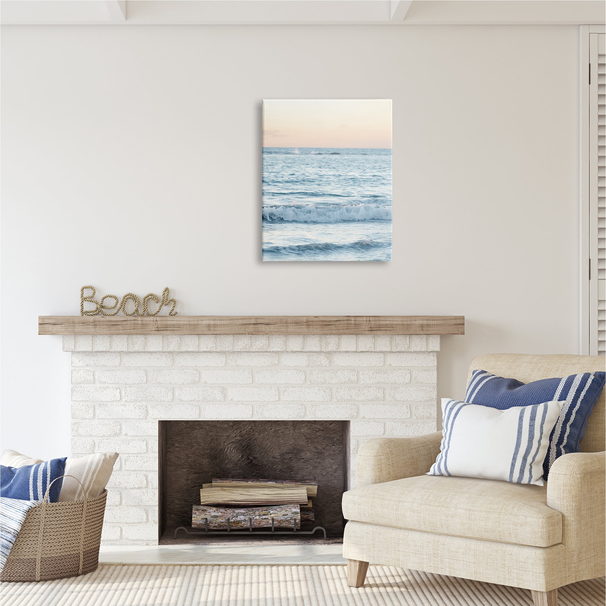 Stupell Industries Blue Waves at Sunset Nature Photography Gallery Wrapped Canvas Print Wall Art, 24 x 30