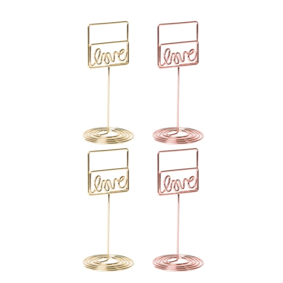 Elegant Metal Memo Clips Holder for Decoration Assorted Color Serve as Photo Note Stand 4pcs
