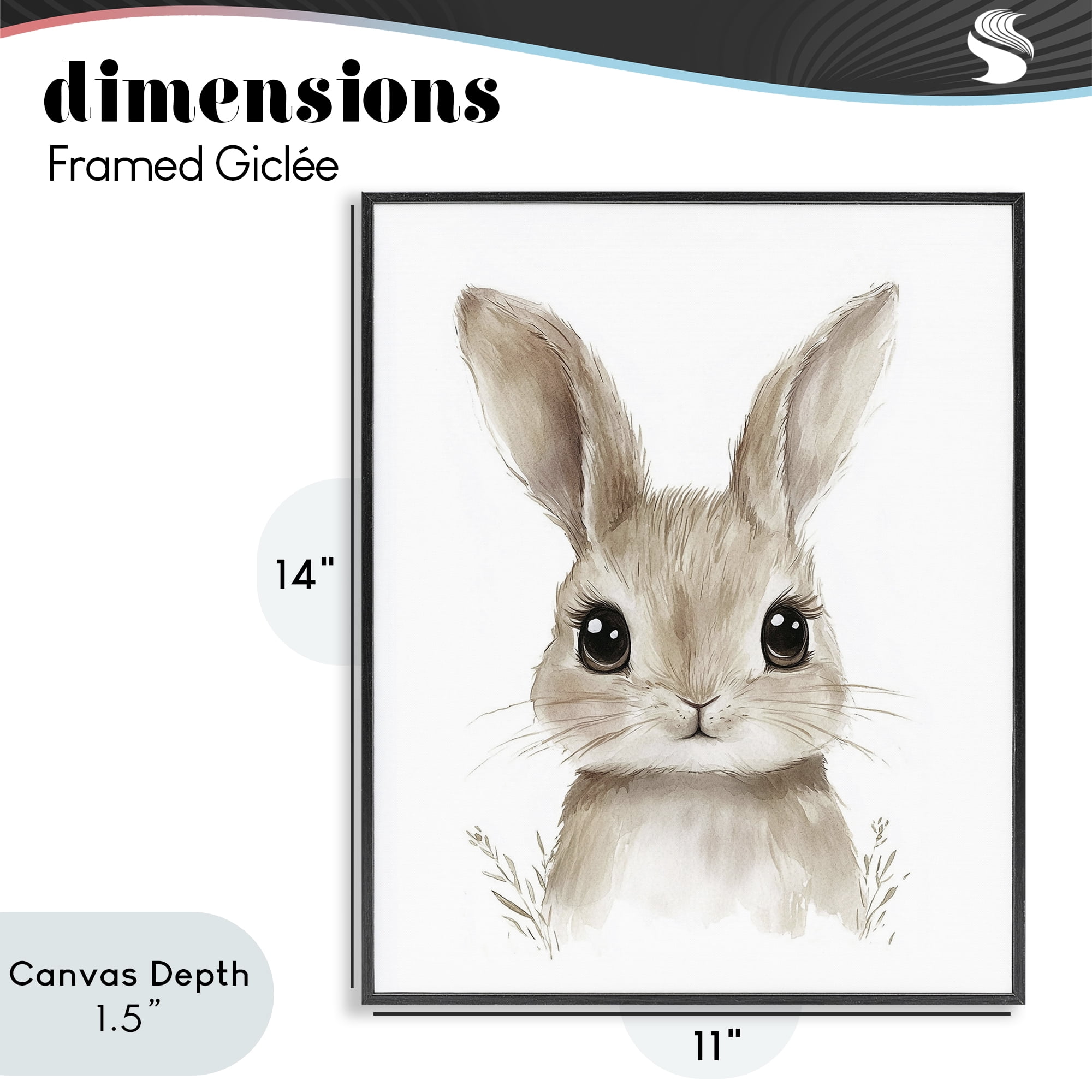 Stupell Industries Nursery Babies Bunny Black Framed Giclee Art, design by Ramona Murdock