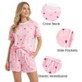 thumbnail image 2 of PatPat Women Pajamas Lounge Sets 2 Piece Short Sleeve Top and Shorts Cute Loungewear Home Sleep Wear Outfits Sets with Drawstring Pockets, Light Pink, XXL, 2 of 14