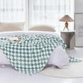 thumbnail image 5 of Throw Blankets Flannel Blanket with Checkerboard Grid Pattern Soft Throw Blanket for Couch, Bed, Sofa Luxurious Warm and Cozy for All Seasons (Light Blue, 51"x63"), 5 of 6
