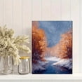 thumbnail image 2 of Autumn Winter Snowfall River Forest Canvas Oil Painting, Seasonal Landscape Wall Art for Living Room, Bedroom & Office, 2 of 8
