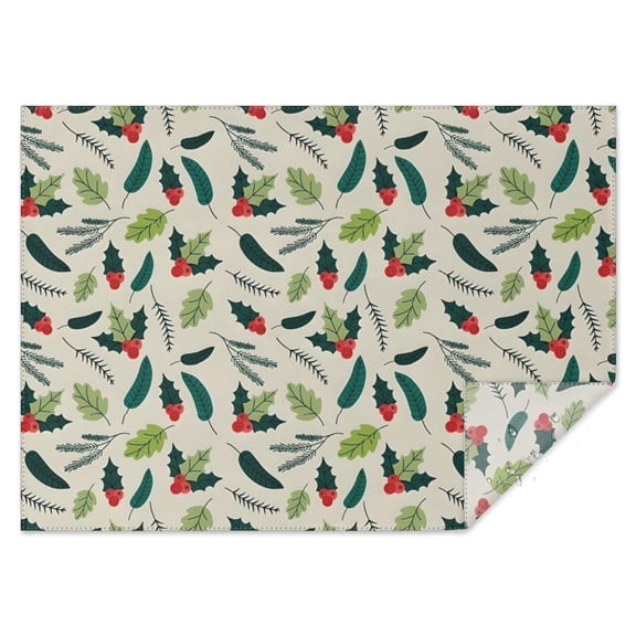 Green and Red Christmas Holly Pattern Rectangle Tablecloth 60"x84",Waterproof Polyester Rectangle Table Cloth, Wipeable Spillproof Polyester Tablecloth for Dining, Camping, Indoor and Outdoor