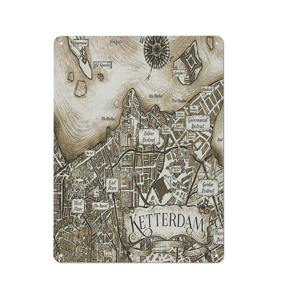 Map of Ketterdam Six of Crows Picture Hanging Picture Tin Hanging Picture Wall Poster Metal Painting Creativity Poster Home Decor Painting Anime Goods Gift 40x30cm
