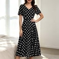 thumbnail image 2 of PBFRDSJ Women's V Neck Polka Dot Midi Dress Short Sleeve Waist Flared A Line Dress 50s Cocktail Dress Sizes M-3XL, 2 of 6
