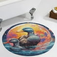 thumbnail image 4 of Q-version Funny Little Yellow Duck Floral Medallion Round Rug - Small Round Area Rug, Soft Non-Slip Machine Washable Bedroom Mat Indoor Accent Entry Carpet for Office Desk Dorm Hallway, 4 of 7