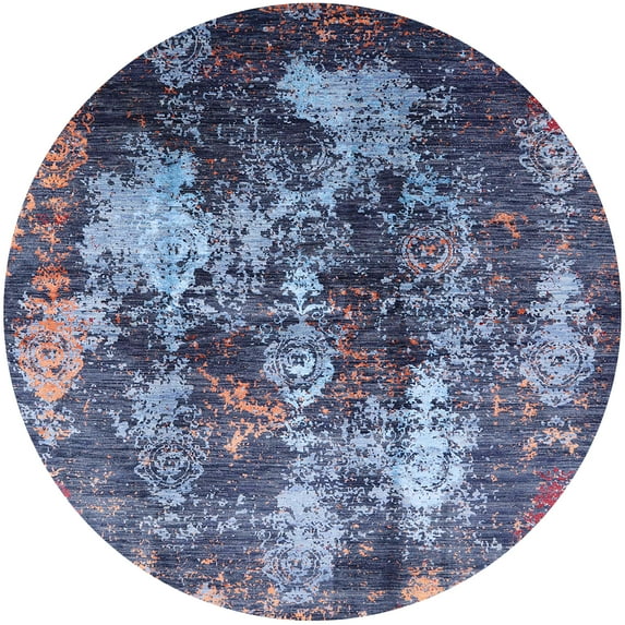 Ahgly Company Machine Washable Indoor Round Industrial Modern Purple Haze Purple Area Rugs, 7' Round