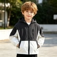 thumbnail image 5 of Cethrio Boys Hooded Jackets, Long Sleeve Outdoor Casual Lightweight Kids Windbreaker Black Size 5-6 T, 5 of 7