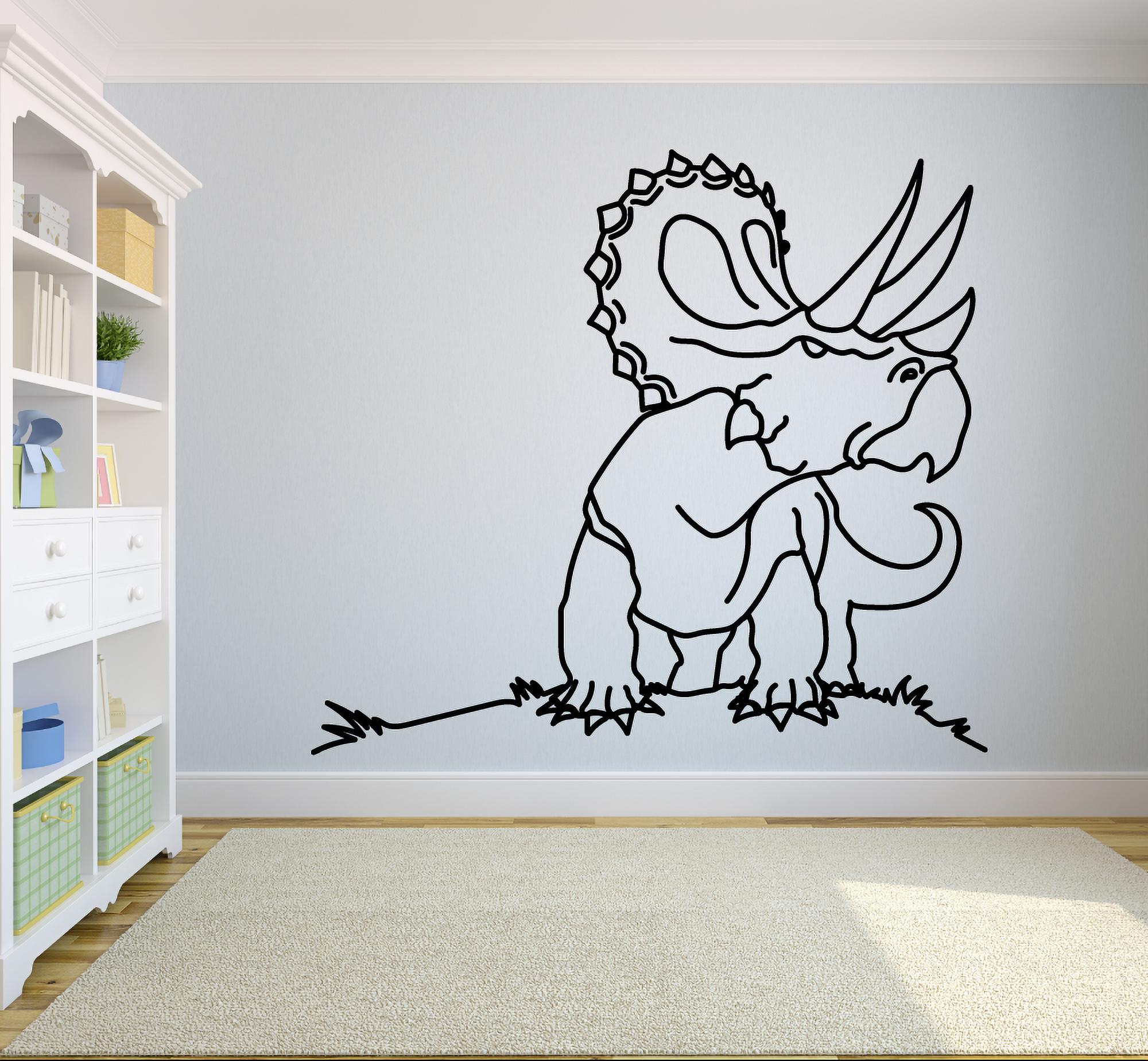 Triceratops Dinosaur Jurassic Park World Dino Wall Sticker Art Decal for Girls Boys Kids Room Bedroom Nursery Kindergarten House Fun Home Decor Stickers Wall Art Vinyl Decoration Size (18x20 inch)