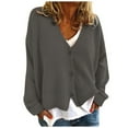thumbnail image 4 of Vedolay Cardigan for Women Long Sleeve Solid Casual Spring Fall Button Knit Cardigan Gray,2XL, 4 of 4