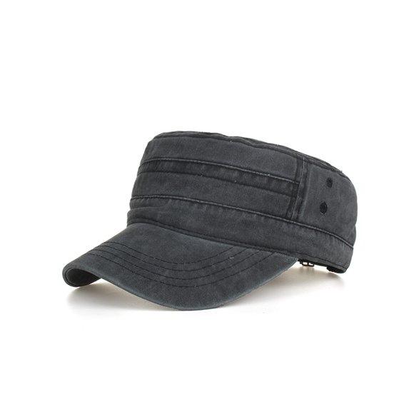 Washed Cotton Military Caps Cadet Caps Unique Design Vintage Flat Top Cap