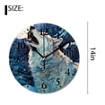 thumbnail image 2 of 14 Inch Wall Clock Battery Operated Silent Clock Decorative for Office, Kitchen, Outdoor, Living Room，Wolf Tree Moon Starry Beautiful, 2 of 4