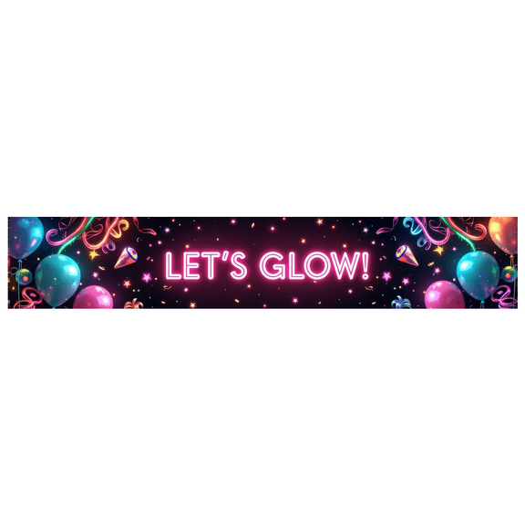 LUUFILx Neon Glow Party Banner Decor Birthday Celebration Backdrop Event Decoration Party Supplies Let's Glow Festive Background Party Banner Decor