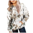 thumbnail image 5 of Linfrsh Camo Hoodie for Girl Maple Leaf Print Long Sleeved Pullover Sweatshirts with Pocket Fall Winter Trendy Casual Tops (White,2-3 Years), 5 of 7