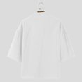 thumbnail image 5 of Ceisia Men's Linen Blend Stand Collar Shirt 3/4 Sleeve Loose Fit Casual Blouse for Men White M Gifts for Father, 5 of 9
