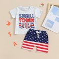 thumbnail image 2 of Okbabeha Kids Boys 4th of july Shorts Set,Short Sleeve Stars Stripes Print Shirt+Elastic Waist Shorts fourth of July Outfit, 2 of 7