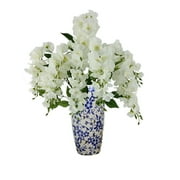 Mainstays 20 inch Artificial Flower, Wisteria Bouquet, White Color. Indoor Use.