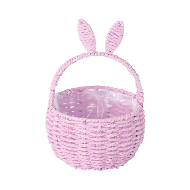 MKHSQHDG Today's Deals Easter with Handle Easter Rabbit Vine Weaving Picnic with Rabbit Ears Wicker Easter Egg Candy Suitable for Egg Party Easter