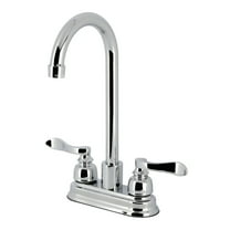 Kingston Brass FB8491NFL Nuwave French Double-Handle 4" Centerset High-Arc Bar Faucet, Polished Chrome