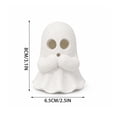thumbnail image 2 of White Ghost LED Lighted Resin Sculptures Set, Hear See Speak No Evil Design, Cute Spooky Ornament for Halloween Tiered Tray Mantel Shelf, Festive Home Tabletop Decoration, 2 of 8