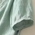 thumbnail image 2 of Women's Cotton Linen Shirts Button Up Half Sleeve Embroidered Trendy Casual Tops Travel Summer Beach Outfits (XL, Green), 2 of 6