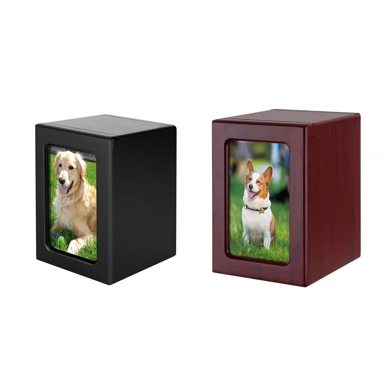 COOLHOOD Cremation Urn Pet Cinerary Casket Wood Memorial Box Ashes Funerary Animals Pet Cats Dogs Funeral Supply Can Place Photo