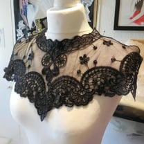 Yesbay DIY Embroidery Lace Hollow Round Neckline Collar Trim Clothes Sewing Applique,Black