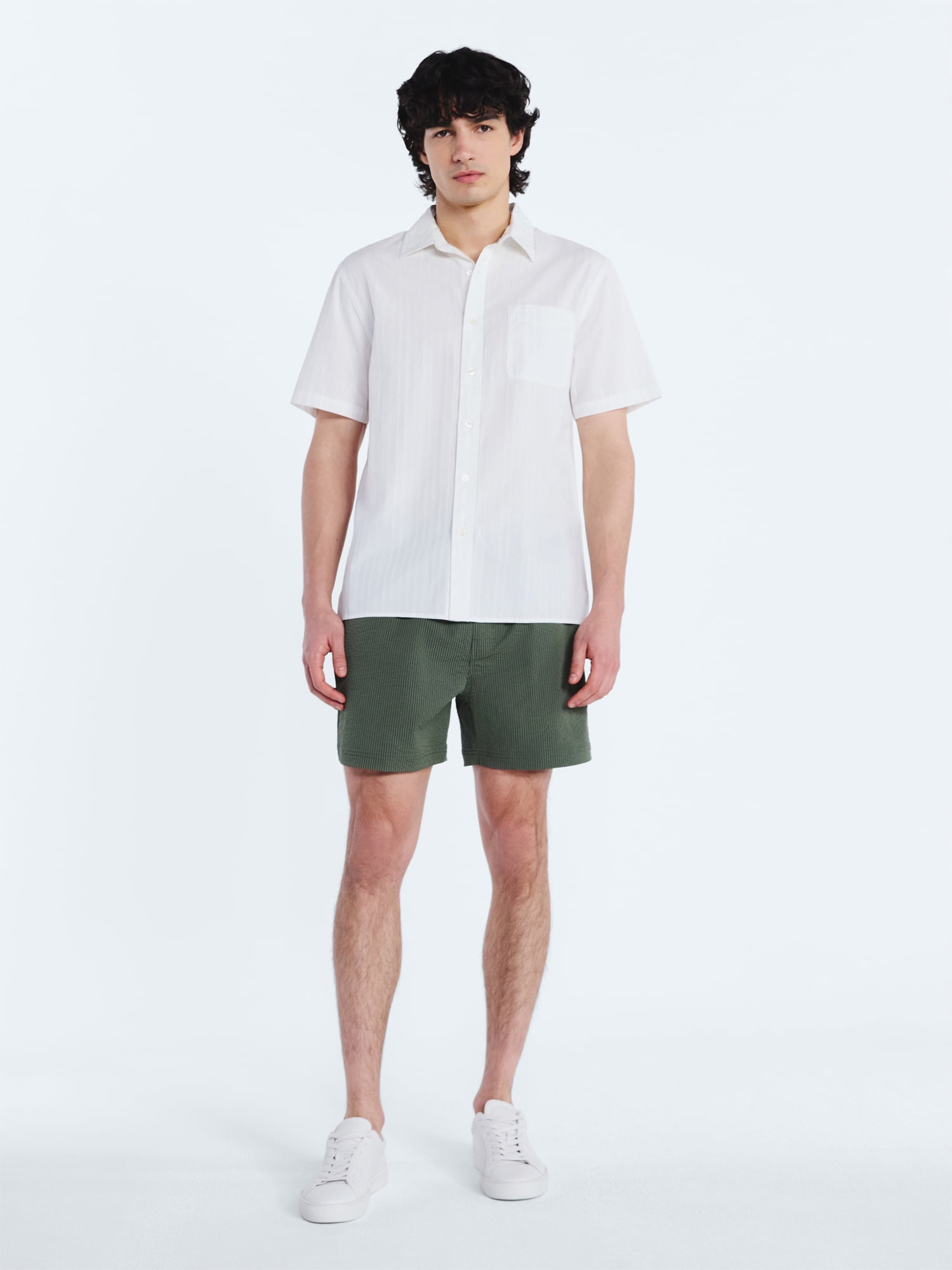 Free Assembly Men's Swim Stretch Seersucker Board Shorts, 5" Inseam, Sizes S-3XL