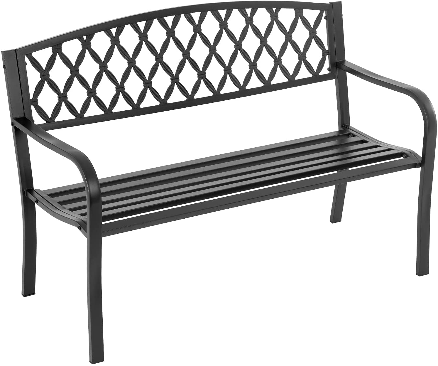 FDW Outdoor Durable Metal Bench Black