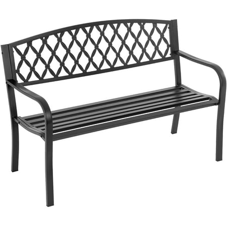 FDW Outdoor Durable Metal Bench - Black