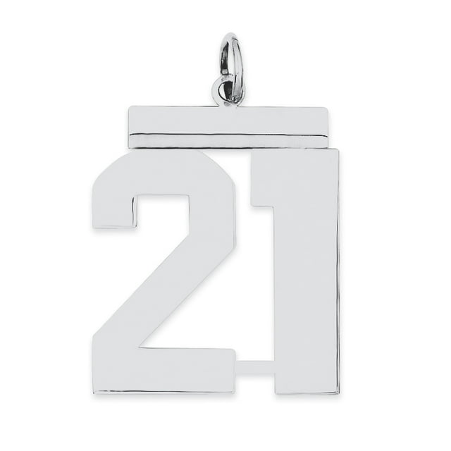 Argent Sterling Rhodié Grand Charme Numéro 21 Poli QPL21 (24mm x 20mm)