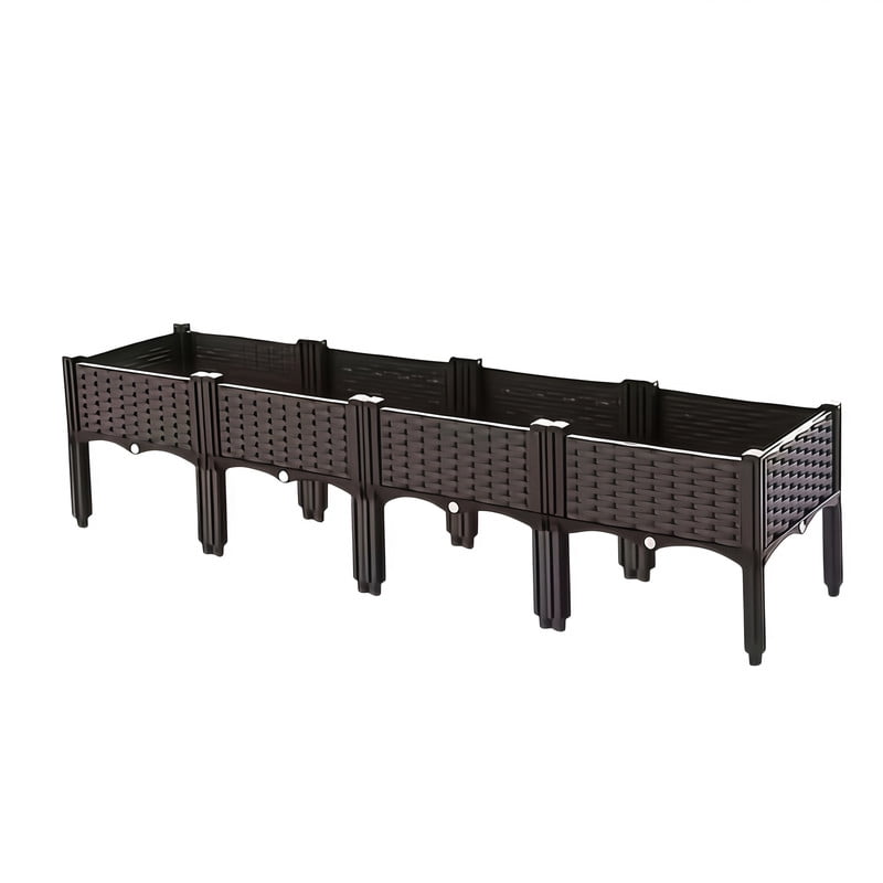 4Pcs Rattan Outdoor Planting Box, Raised Garden Bed, Garden Plant Boxes for Vegetables, Flowers