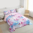 thumbnail image 3 of Castle Fairy Kids Children Cartoon Rainbow Axolotl Full Size Comforter Sets 3-Piece,Kawaii Gradient Bedding Comforter Set,Starry Sky Lightweight Bedding Sets,Microfiber Bedroom Decor,Reversible, 3 of 8