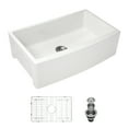 thumbnail image 7 of Izzovium 30 inch White Farmhouse Kitchen Sink, Ceramic Apron Front Single Bowl Sink with Arch Edge Design, Durable & Scratch-Resistant, Includes Stainless Steel Dish Grid, 7 of 7