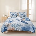 thumbnail image 3 of Full Quilt Set 78''x90'', Summer Beach Coastal Lightweight Summer Bedspread Coverlet Set with 2 Pillow Shams, Sea Turtle Coral Nautical Breathable All Season Quilt Bedding for Bedroom/Guest Room, 3 of 9