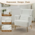 thumbnail image 5 of Modern Corduroy Accent Chair with Pillow, Upholstered Single Sofa Chair Armchair for Living Room Reading Room Bedroom Furniture, White, 5 of 10