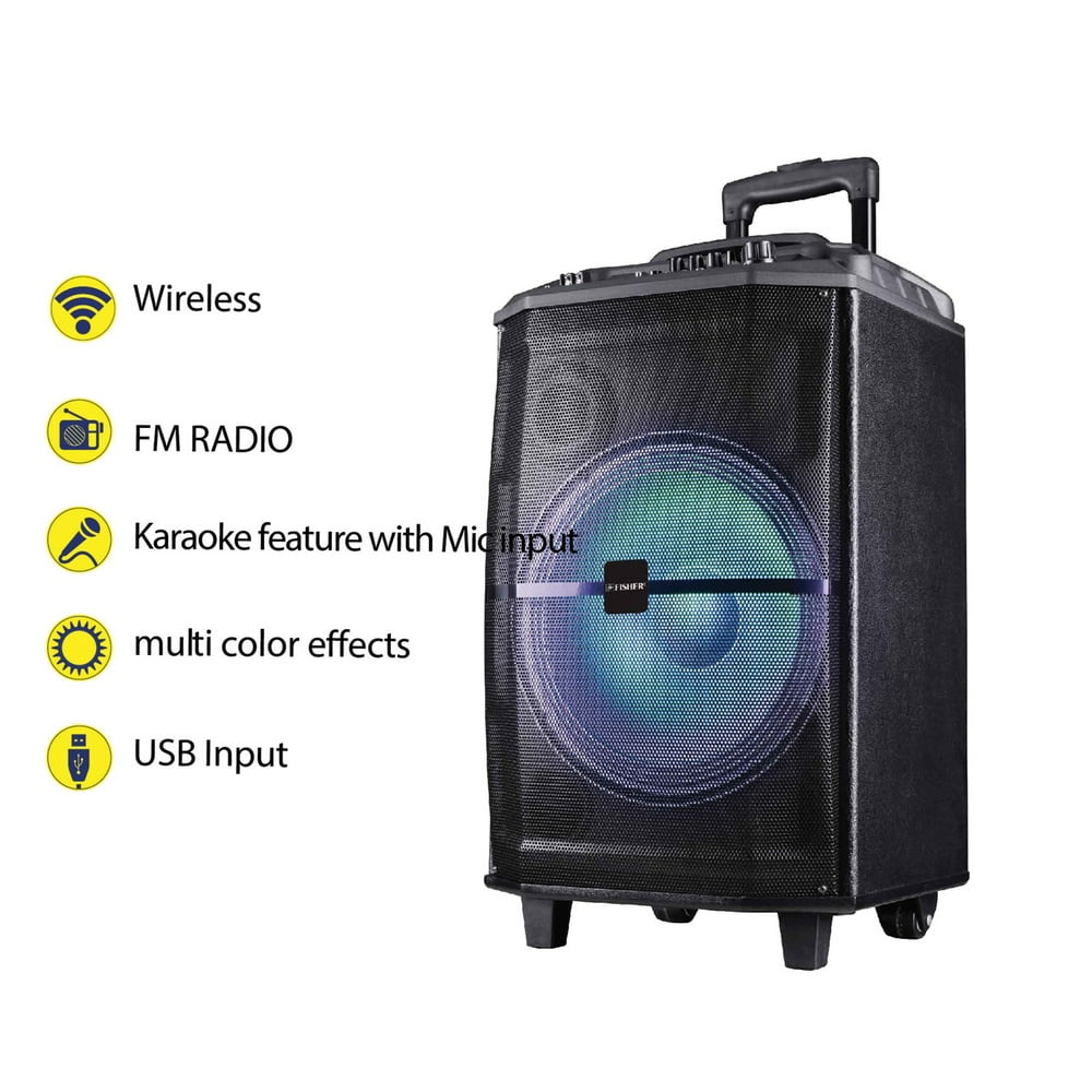 Fisher FBX1290 12Inch Speaker System with Wired Microphone and Remote