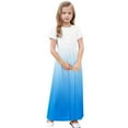 thumbnail image 5 of Girls Maxi Dresses with Pockets Teens Kids Short Sleeve Crewneck High Waisted Gradient Printed Pleated Beach A-Line Dress Size 4-14, 5 of 8
