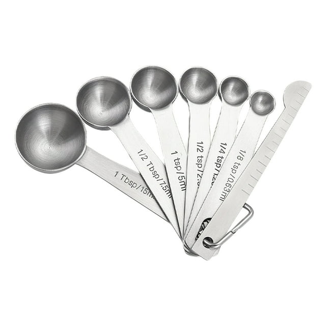 Yeacher 6PCS Measuring Spoons Set with Measuring Ruler for Dry and Liquid Ingredients Cooking Baking Utensils Stainless Steel Cookware Set Kitchen Gadgets