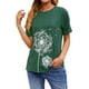 thumbnail image 3 of Camiseta Cuello Redondo Estampado Mujer Tops Poliéster Manga corta Tela de verano, Verde, M Scienceny AP002414-07, 3 of 7