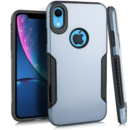Mundaze For Apple Iphone Xr Rugged Carbon Grip Hybrid Case Blue