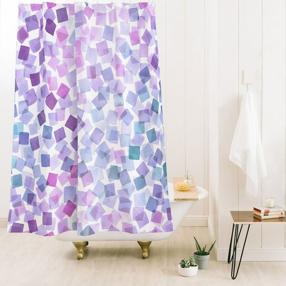 Society6 Ninola Design Very Peri Plaids Confetti Shower Curtain 71" x 74"