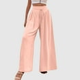 thumbnail image 4 of Byworldtasic Womens Trousers Womens Casual Loose Fit Palazzo Pants Elastic High Waist Lounge Long Pajama Wide Leg Trousers, 4 of 8