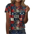 thumbnail image 2 of Frostluinai USA Flag Tee Shirt for Women Short Sleeve 4th of July Tshirts Crew Neck Distressed Graphic Tees Plus Size Casual Tops, 2 of 5