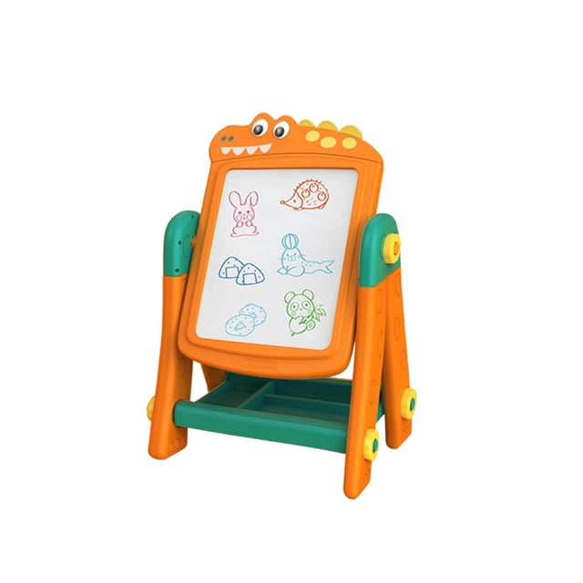 Pizarra 3 en 1 Caballete de Arte, Mesa y Juego Tetris p/ Niños naranja