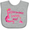thumbnail image 3 of Inktastic My Grandma Loves Me Girls Dinosaur Girls Baby Bib, 3 of 4
